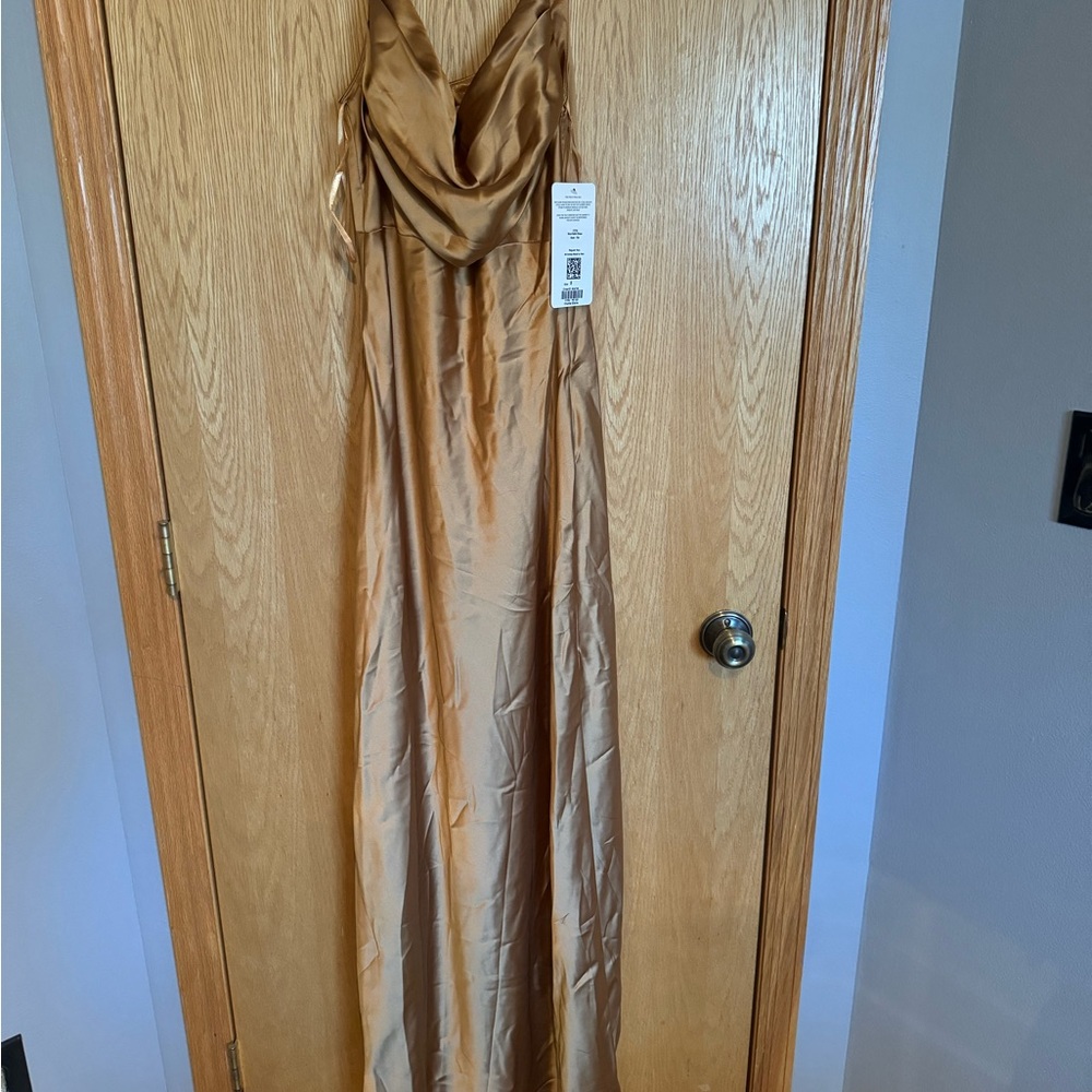 Gold size 8 Revelry Skye Satin Dress